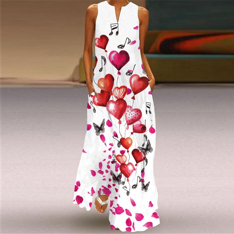 Women Vinage Floral Print V-neck Summer Long Maxi Dresses 1400-Maxi Dresses-1-S-Free Shipping at meselling99