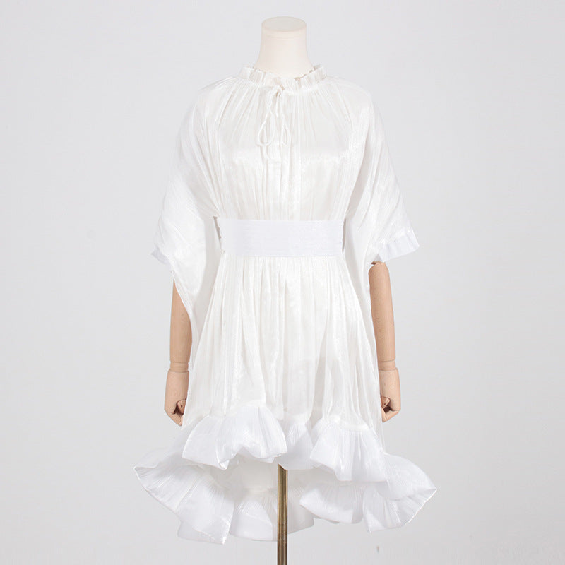 Luxury Designed Ruffled Short Dresses-Dresses-White-S-Free Shipping at meselling99
