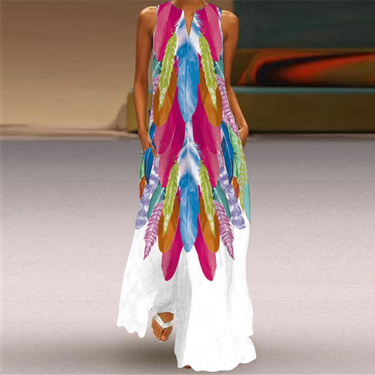 Summer V Neck Sleeveless Bohemian Dresses-Dresses-VLCQ-59-S-Free Shipping at meselling99
