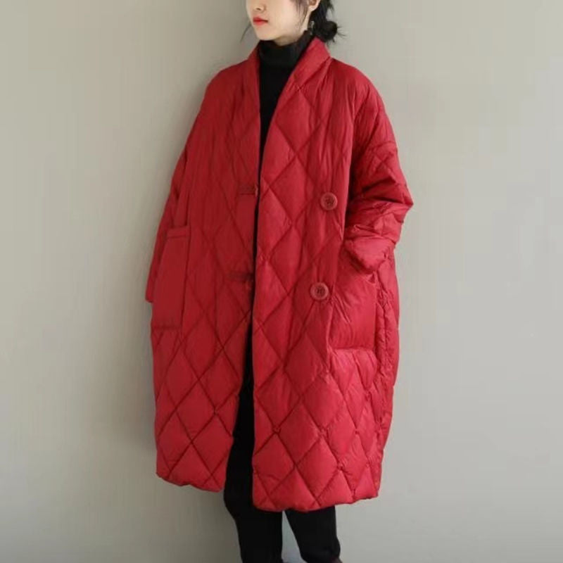 Light Weighted Women Plus Sizes Down Coats-Coats & Jackets-Red-L-Free Shipping at meselling99
