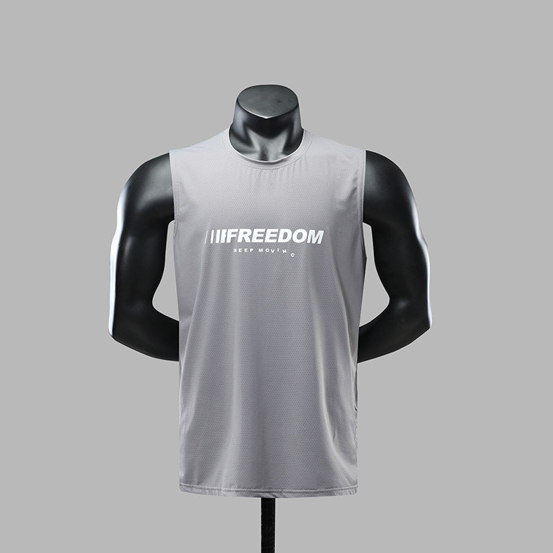 Sports Quick Drying Men Sleeveless T Shirts-Shirts & Tops-Gray-L-Free Shipping at meselling99
