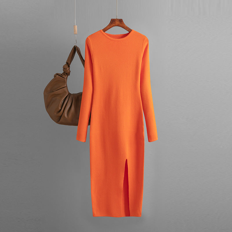 Sexy Knitted Long Bodycon Dresses-Dresses-Orange-One Size-Free Shipping at meselling99