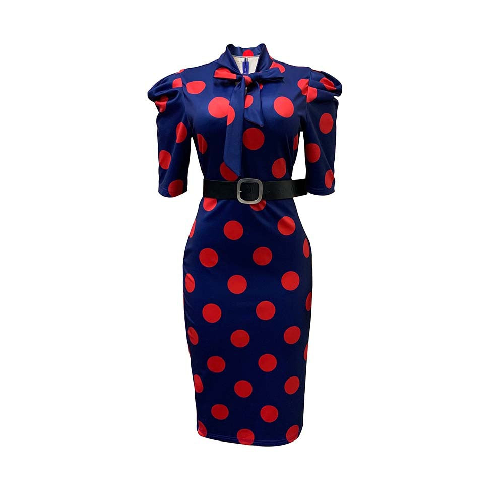 Sexy Bow Dot Office Lady Sheath Dresses-Dresses-Red-S-Free Shipping at meselling99