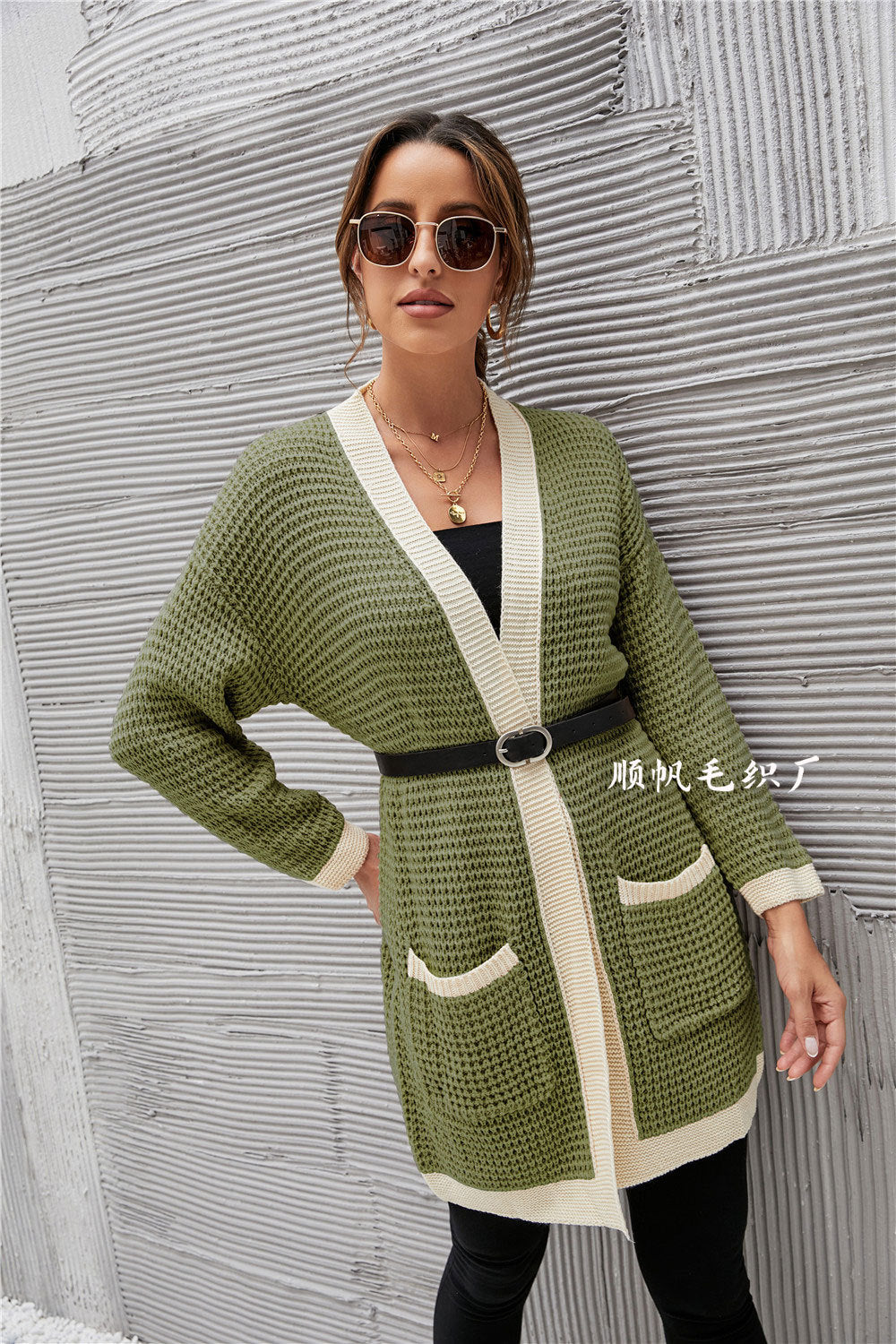 Casual Knitted Long Sleeves Women Overcoat-Shirts & Tops-Green-S-Free Shipping at meselling99