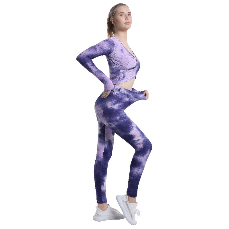 Sexy Dyed Yoga Gym Outfits for Women-Activewear-Purple-S-Free Shipping at meselling99