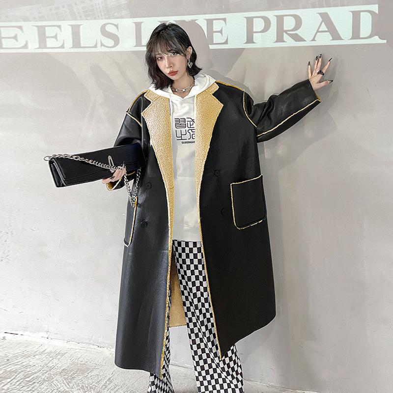 Reversible Leather Fur Thicken Winter Blazer Long Overcoat-Outerwear-Free Shipping at meselling99