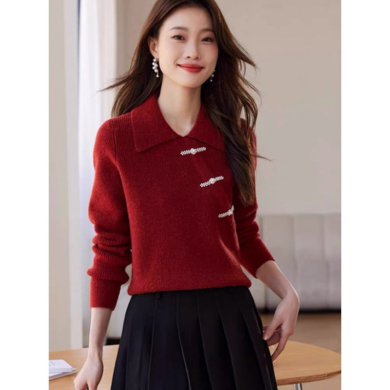 Elegant Christmas Red Vintage Sweaters-Coats & Jackets-Red-S-Free Shipping at meselling99