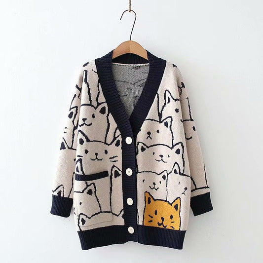 Casual Bear Design Knitted Cardigan Sweaters-Tops-Free Shipping at meselling99