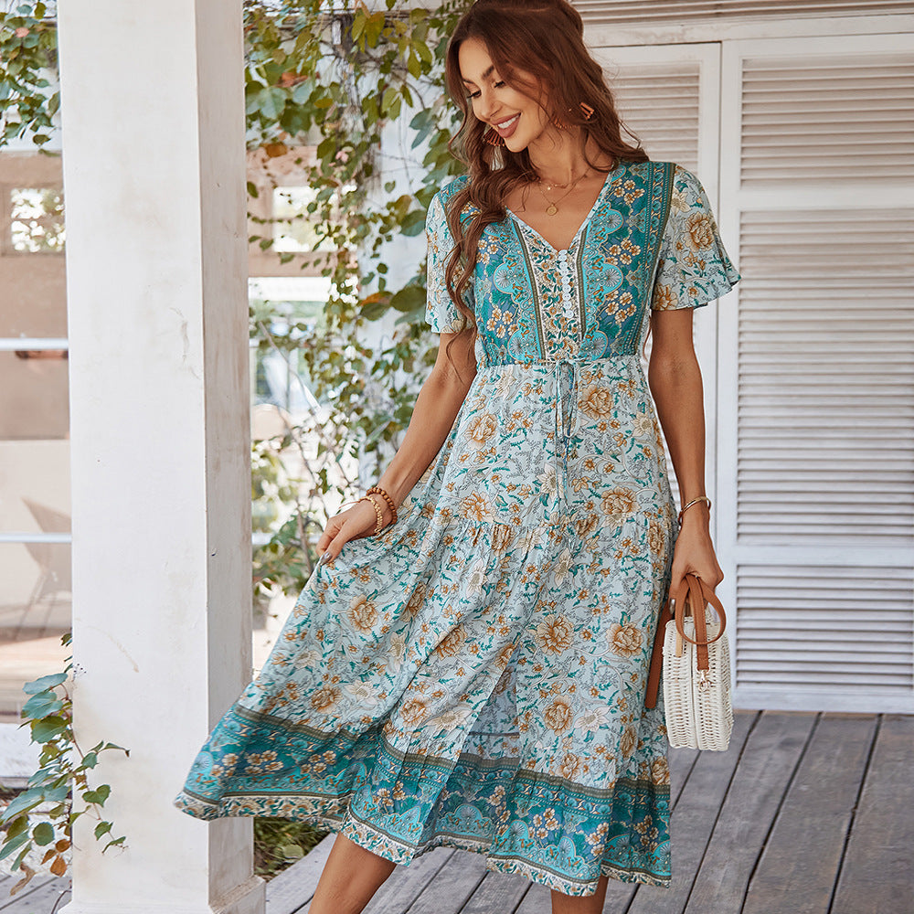 Hot Bohemian Summer Holiday Dresses-Dresses-Blue-S-Free Shipping at meselling99