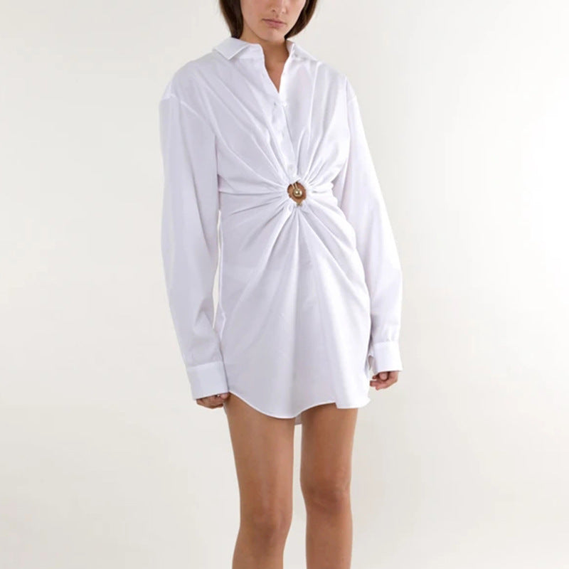 Designed Slim Waist Summer Mini Shirt Dresses-Mini Dresses-Free Shipping at meselling99