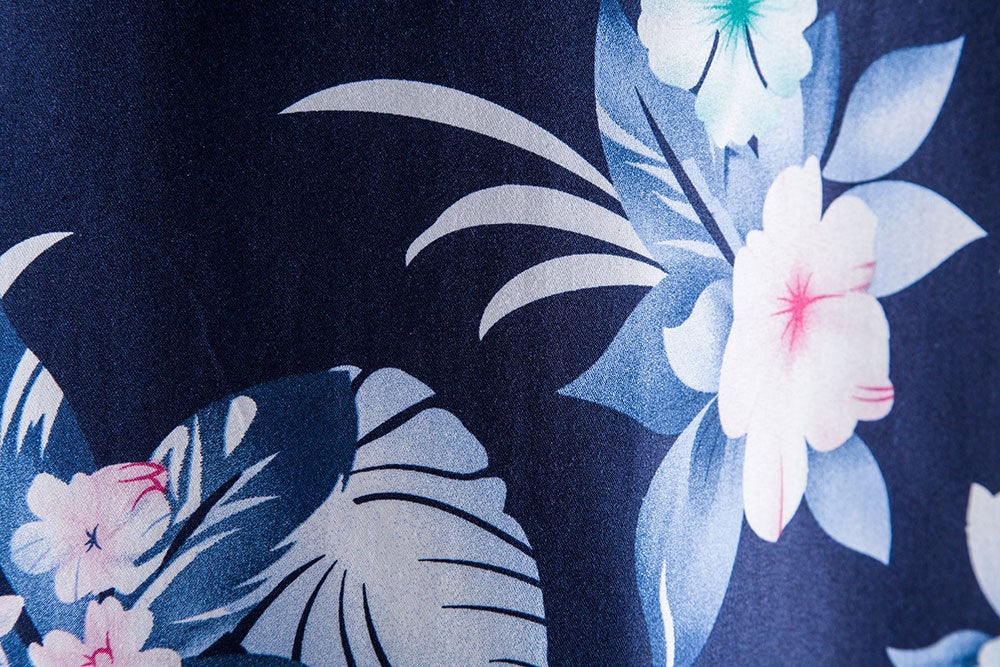 Blue Floral Print Men's Summer Short Sleeves T Shirts-Shirts & Tops-Free Shipping at meselling99