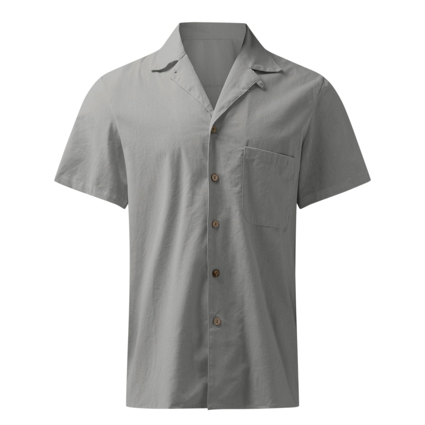 Casual Linen Short Sleeves Shirts for Men-Shirts & Tops-Gray-S-Free Shipping at meselling99