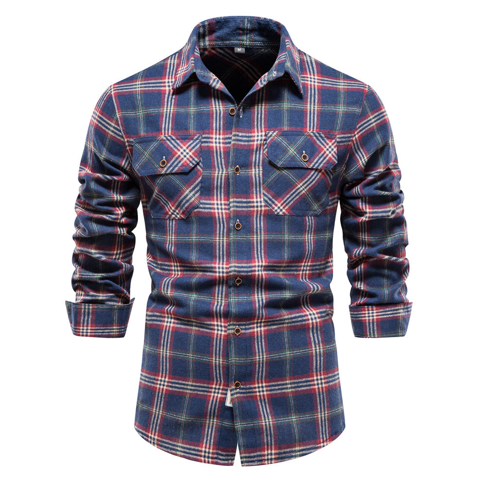 Fall Plaid Long Sleeves Shirts for Men-Shirts & Tops-A-S-Free Shipping at meselling99