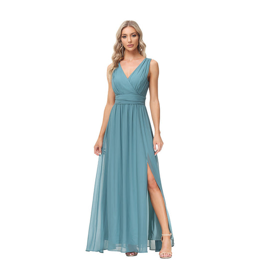 Sexy Chiffon V Neck Evening Party Dresses-Dresses-Free Shipping at meselling99