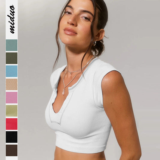 Sexy Designed Midriff Baring Knitted T Shirts-Shirts & Tops-Free Shipping at meselling99
