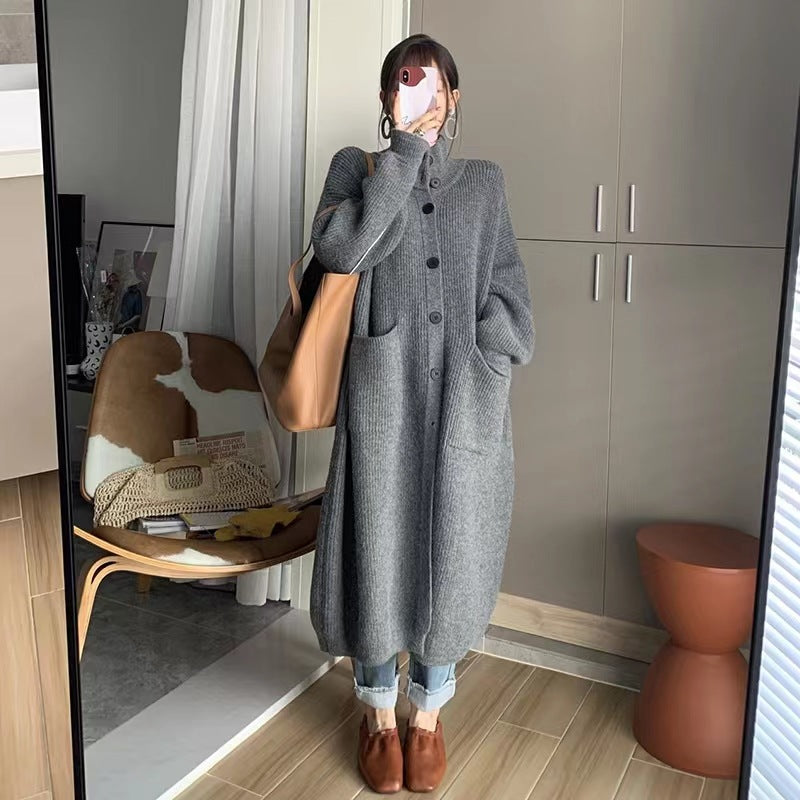 Winter Knitted Turtleneck Cardigans for Women-Coats & Jackets-Gray-One Size-Free Shipping at meselling99