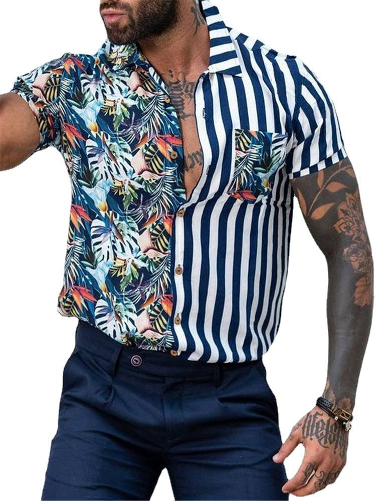 Summer Beach Striped Men's Short Sleeves T Shirts-Shirts & Tops-Free Shipping at meselling99