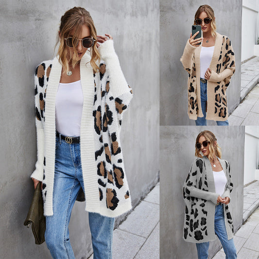 Fashion Leopard Women Knitted Cardigan Sweaters--Free Shipping at meselling99