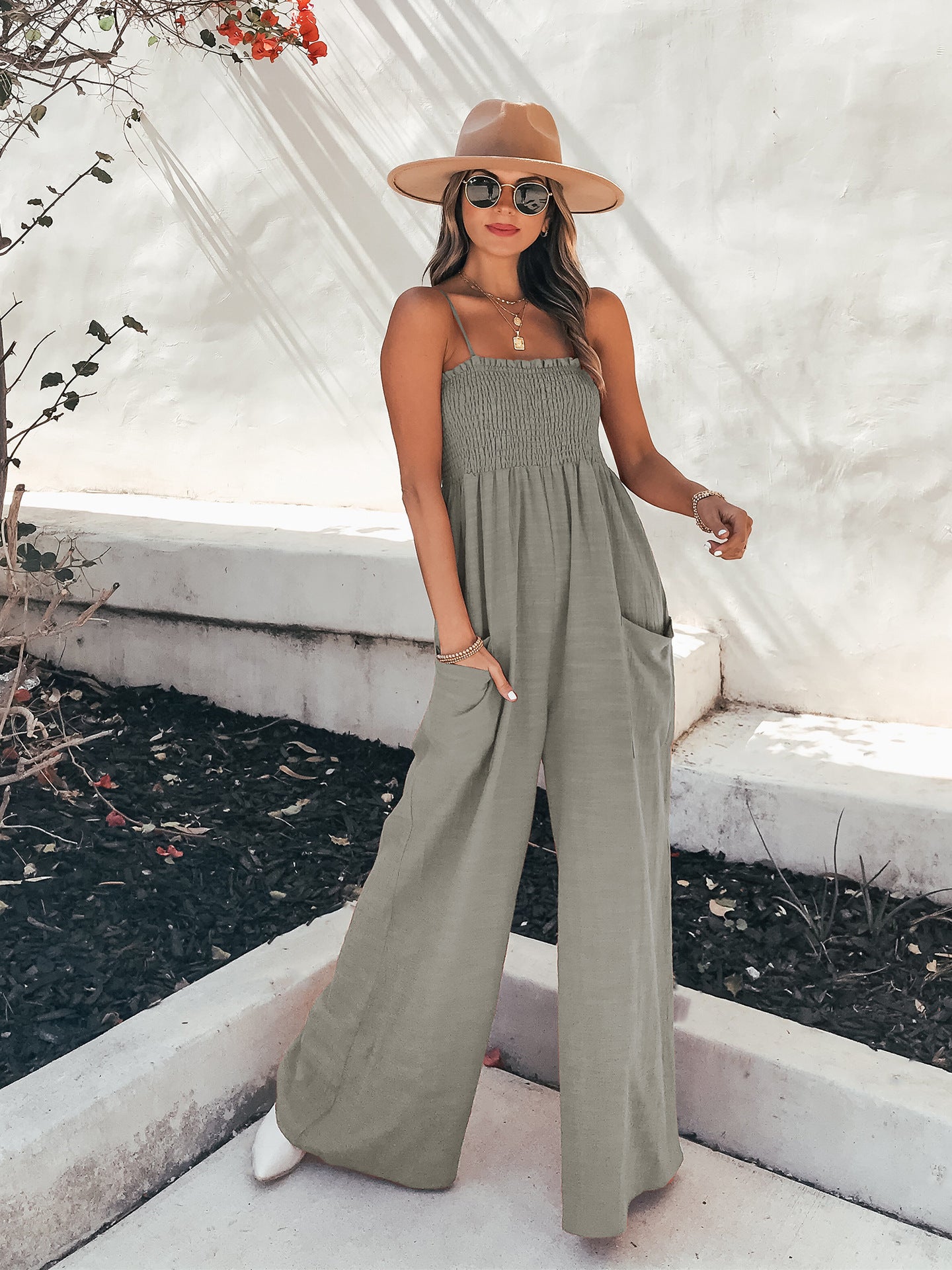 Sexy Leisure Holidy Loose Jumpsuits-Gray-S-Free Shipping at meselling99