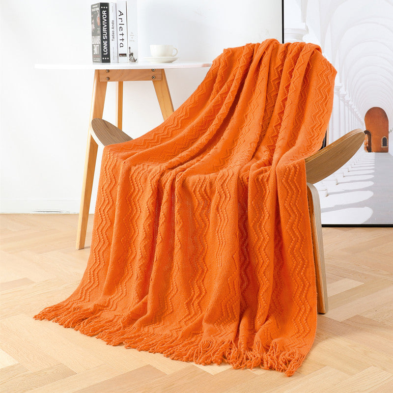 Leisure Soft Bedding Side Knitting Blanket-Orange-127*152+15CM-Free Shipping at meselling99