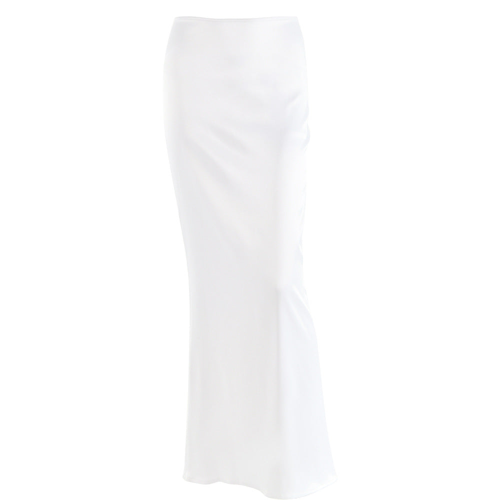 Sexy Women Satin Bodycon Summer Long Skirts-Skirts-White-S-Free Shipping at meselling99
