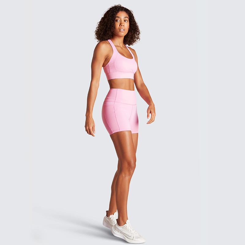 Sexy Women Backless Summer Yoga Tops and Shorts-Activewear-Pink-S-Free Shipping at meselling99