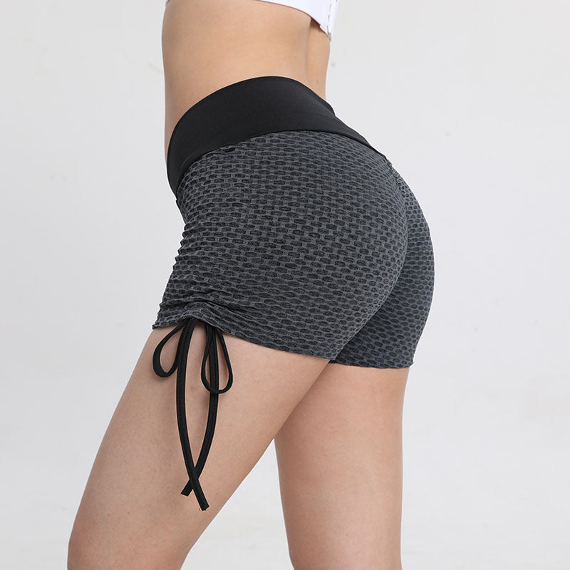 Sexy Drawstring High Waist Sports Shorts for Women-Activewear-Black-S-Free Shipping at meselling99