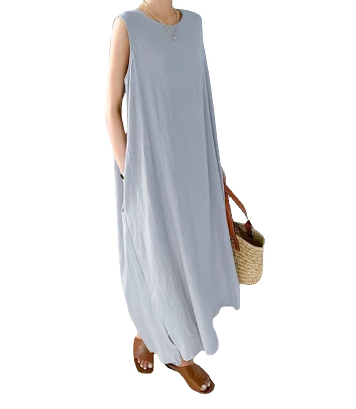 Casual Linen Summer Long Cozy Dresses-Dresses-Free Shipping at meselling99