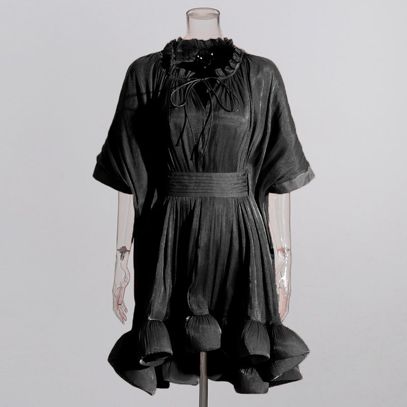 Luxury Designed Ruffled Short Dresses-Dresses-Black-S-Free Shipping at meselling99