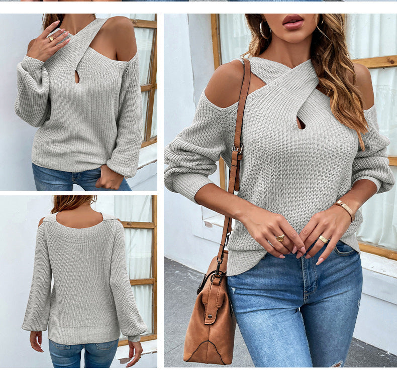 Fashion Crossed Fall Women Knitted Sweaters-Shirts & Tops-Free Shipping at meselling99