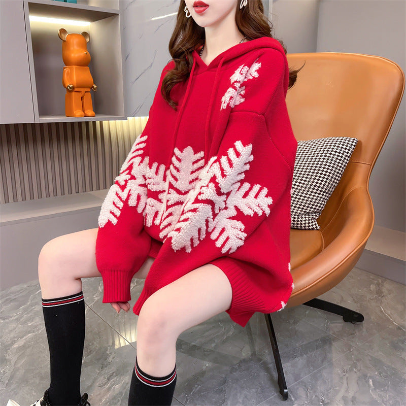 Merry Christmas Winter Knitted Hoodies Sweaters-Shirts & Tops-Red-One Size-Free Shipping at meselling99