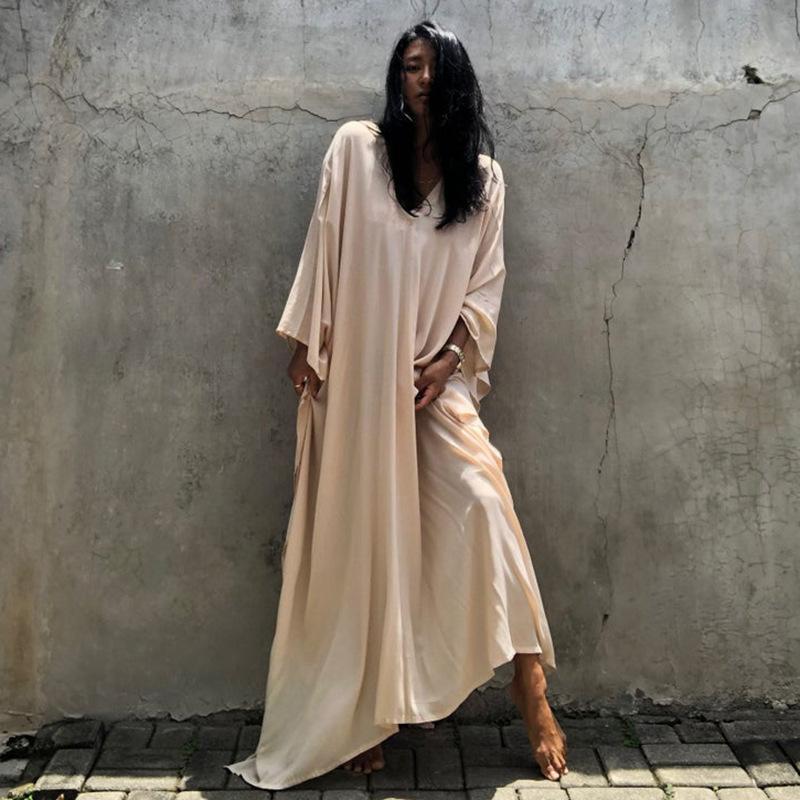Casual Summer Holiday Long Romper Cover Up Dresses-Dresses-Ivory-One Size-Free Shipping at meselling99