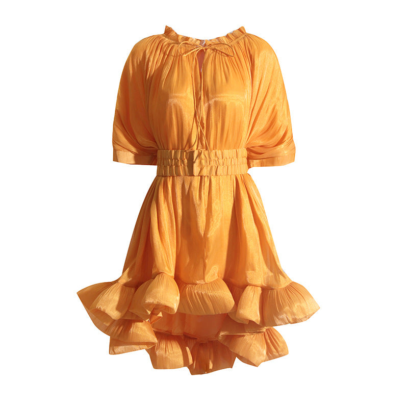 Luxury Designed Ruffled Short Dresses-Dresses-Free Shipping at meselling99