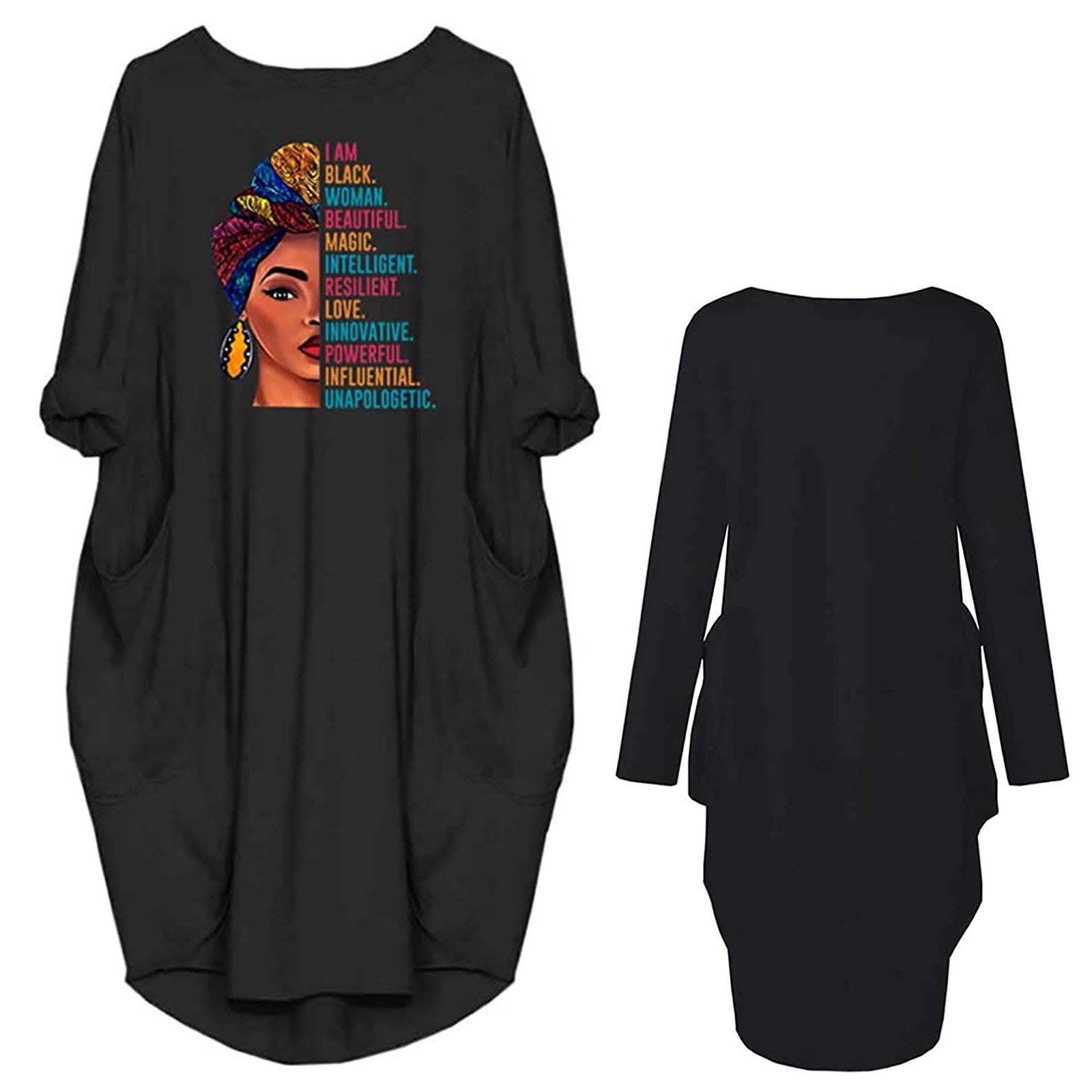 African Casual Round Neck Plus Sizes Top Blouses-Women Blouses-Black-S-Free Shipping at meselling99