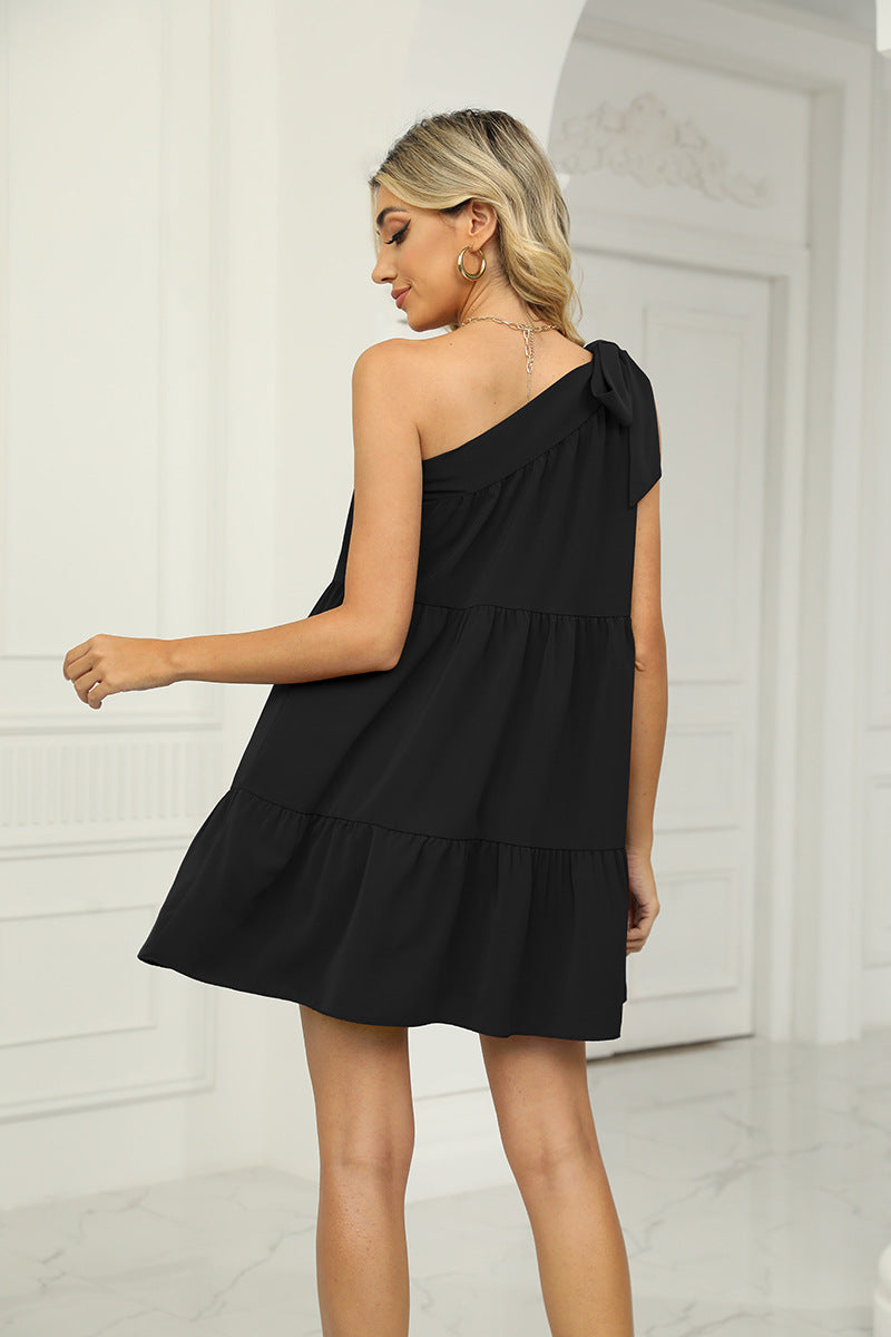 Summer Casual One Shoulder Mini Dresses-Dresses-Free Shipping at meselling99