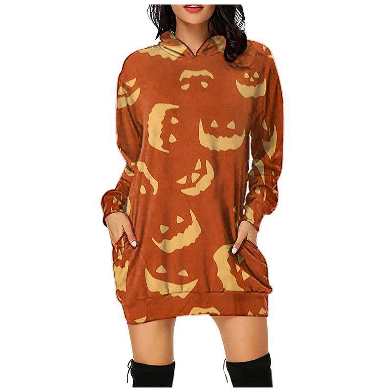 Happy Halloween Plus Sizes Women Hoodies-Shirts & Tops-Orange-S-Free Shipping at meselling99