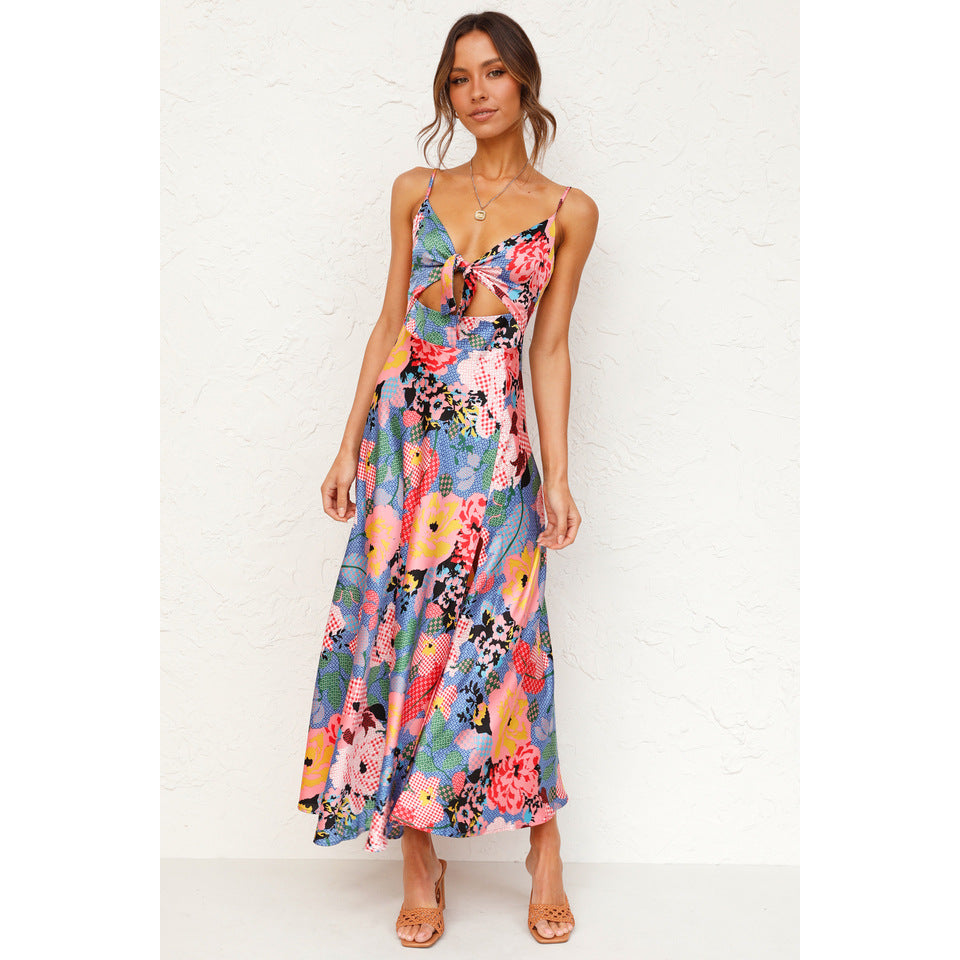 Sweety Summer Floral Print Sleeves Long Dresses-Dresses-D-S-Free Shipping at meselling99