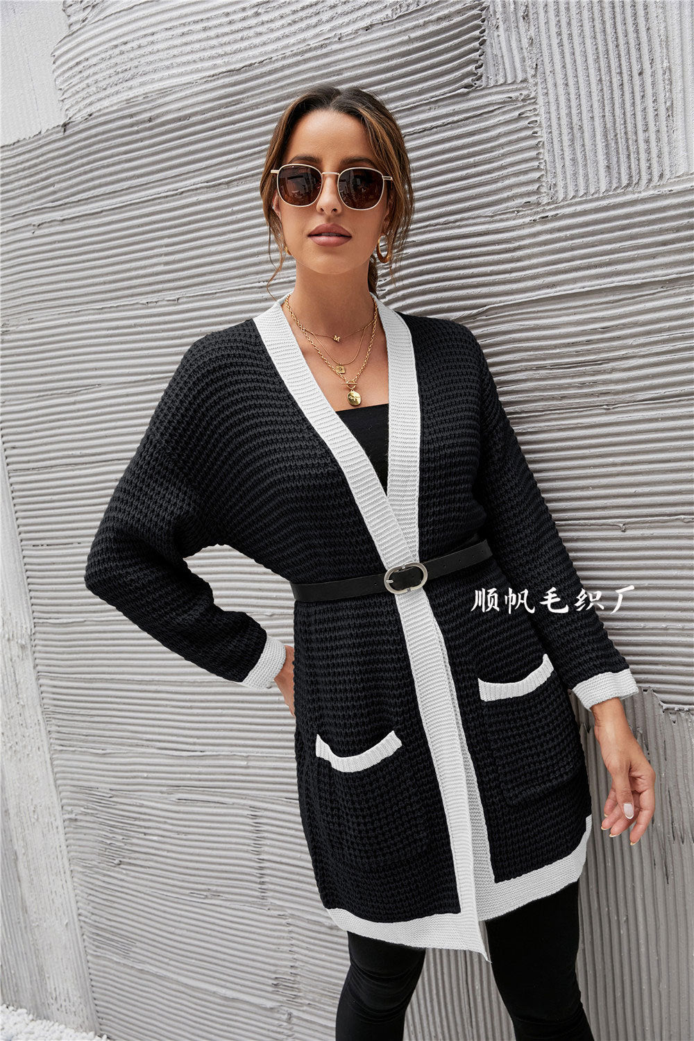 Casual Knitted Long Sleeves Women Overcoat-Shirts & Tops-Black-S-Free Shipping at meselling99