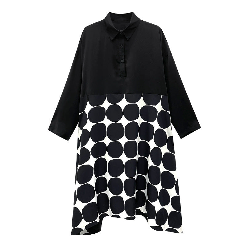 Vintage Dot Print Black Long Sleeves A Line Shirts Dresses-Dresses-Black-One Size-Free Shipping at meselling99