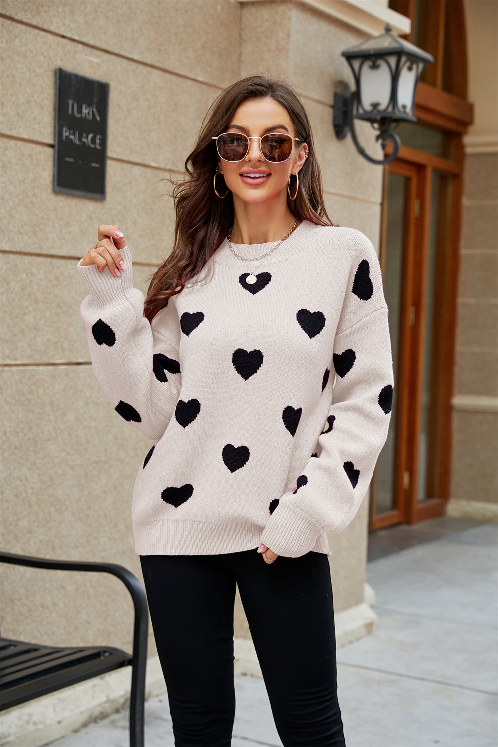 Casual Sweetheart Design Pullover Knitted Sweaters-Shirts & Tops-Black Apricot-S-Free Shipping at meselling99