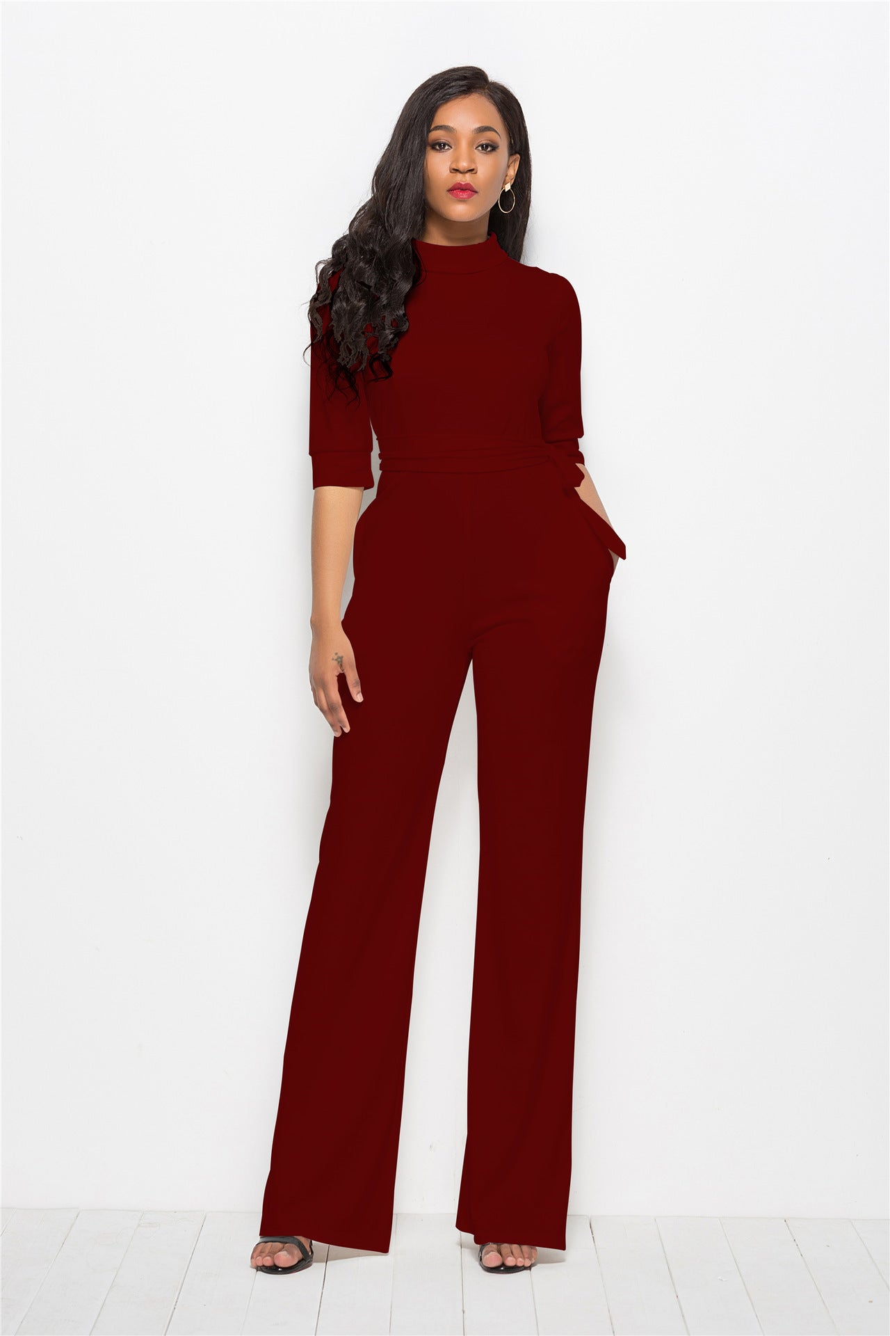 Sexy Fashion Women Fall Jumspuits-Women Suits-Wine Red-S-Free Shipping at meselling99