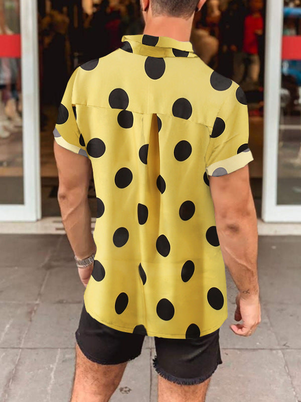 Men's Summer Beach Short Sleeves Shirts-Shirts & Tops-Yellow-S-Free Shipping at meselling99