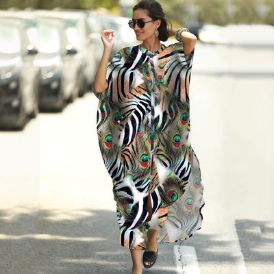 Women Summer Beach Long Dresses-Boho Dresses-Peacock-One Size-Free Shipping at meselling99