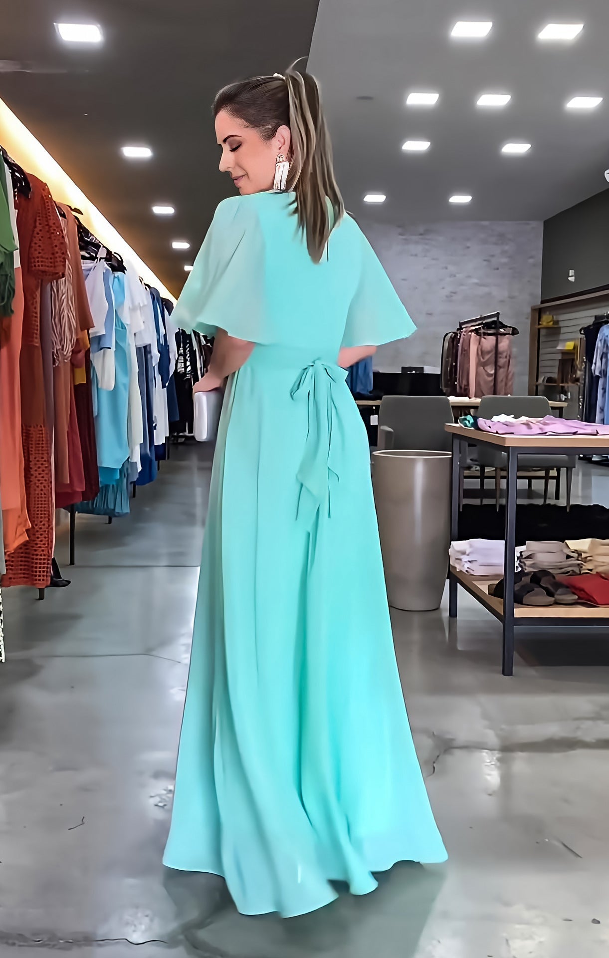 Fashion Chiffon V Neck Long Maxi Dresses-Dresses-Free Shipping at meselling99