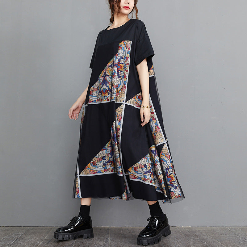 Vintage Geometry Designed Women Long Cozy Dresses-Dresses-Black-One Size-Free Shipping at meselling99