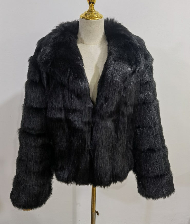 Fashion Artificial Fur Winter Short Coats for Women-Coats & Jackets-Black-S-Free Shipping at meselling99