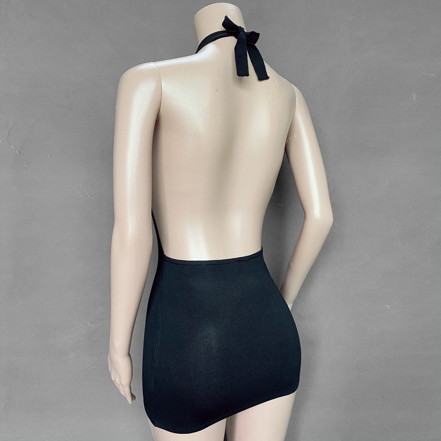 New Fashion Holiday Sheath Halter Backless Knitting Dresses-Sexy Dresses-Black-XS-Free Shipping at meselling99