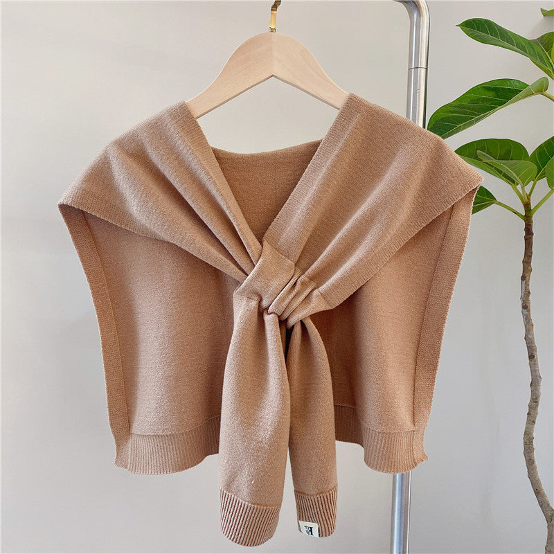 Fashion Women Crisscross Knttted Cape-Shirts & Tops-Light Tan-45*90cm-Free Shipping at meselling99