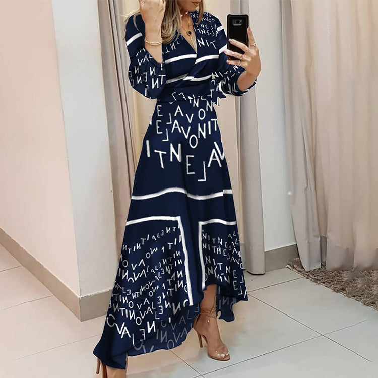 Women Letter Print Irregular Long Dresses-Cozy Dresses-The same as picture-S-Free Shipping at meselling99