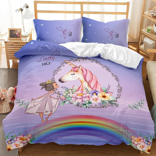 Lovely 3D Unicorn Design Queen King Duvet Cover Bedding Sets-Bedding-AKW-51-AU Single-Free Shipping at meselling99